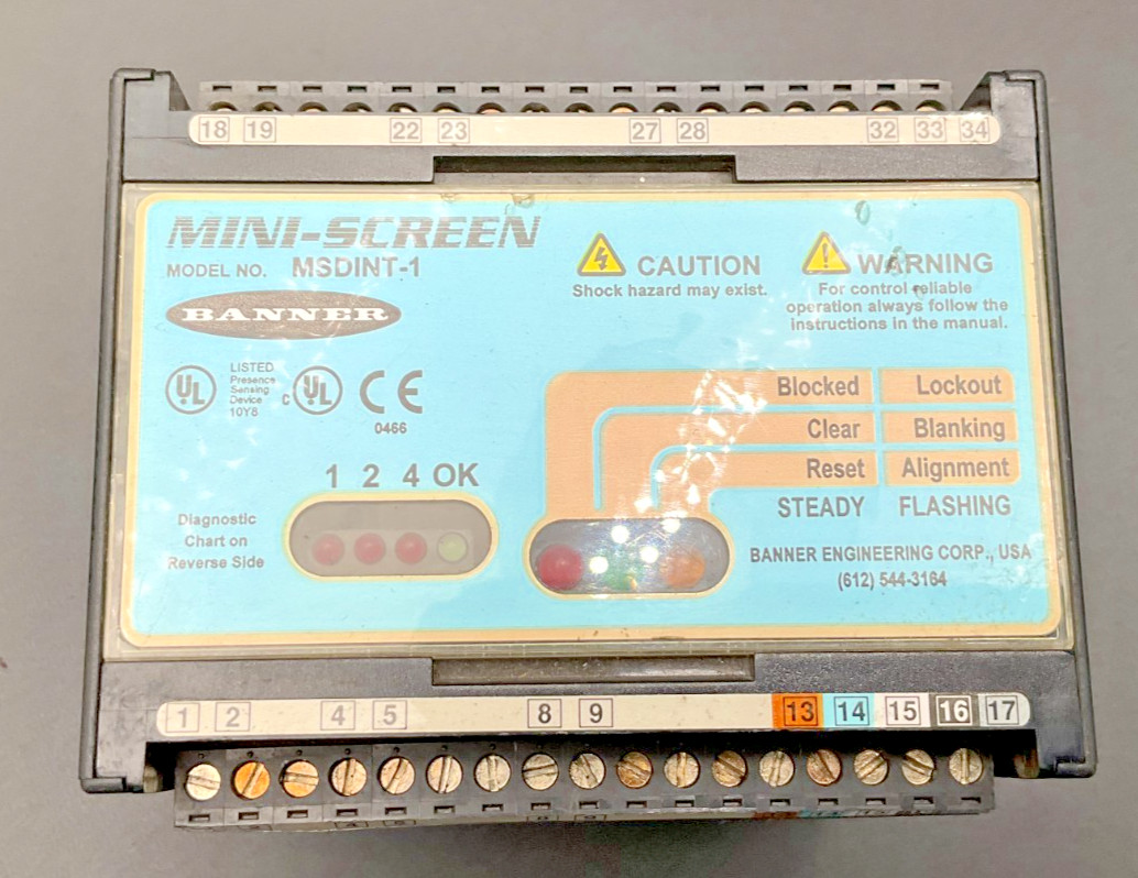 Banner MSDINT-1 MINI-SCREEN Light Curtain Controller 24 VDC MSDINT1 (TBI)