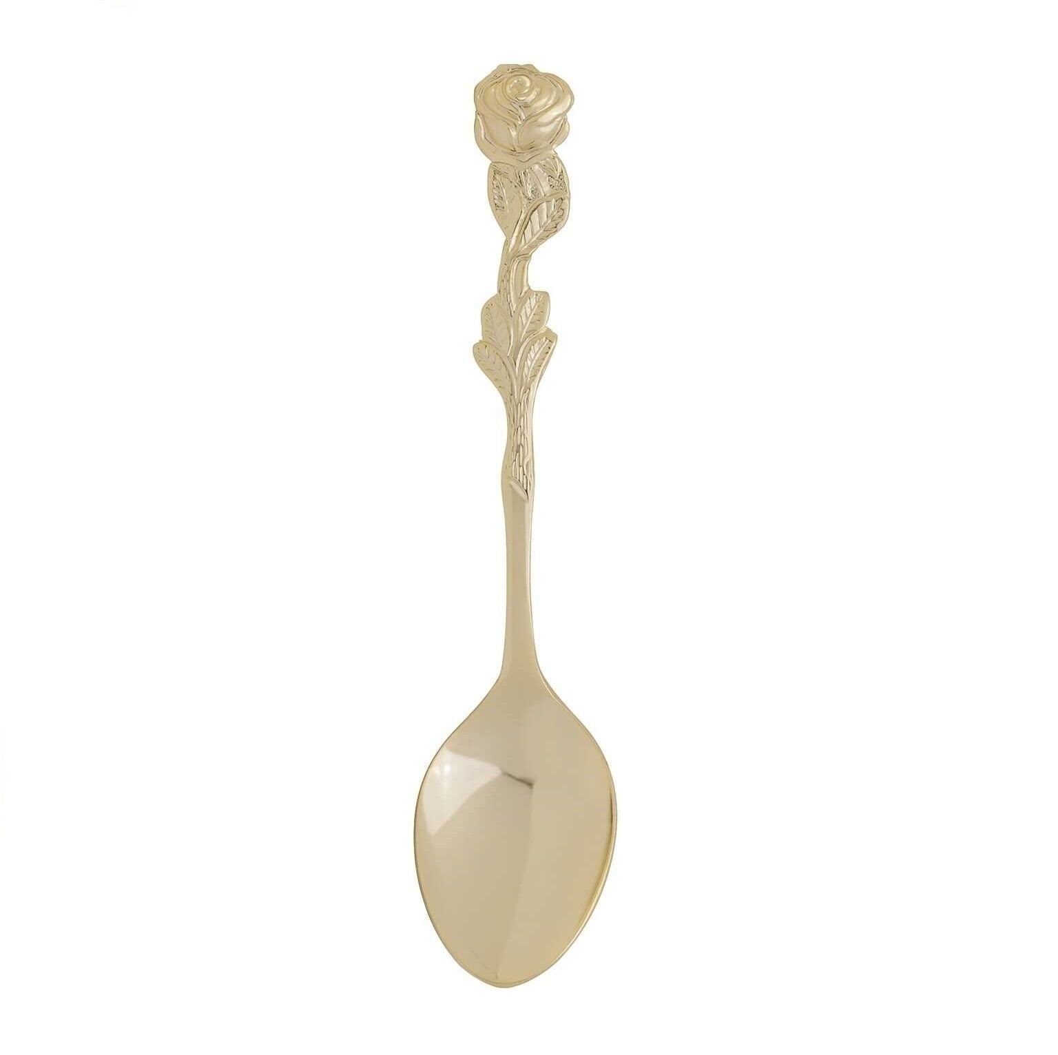Fino 4.5-Inch Rose Design Gold Plated Demi Spoon