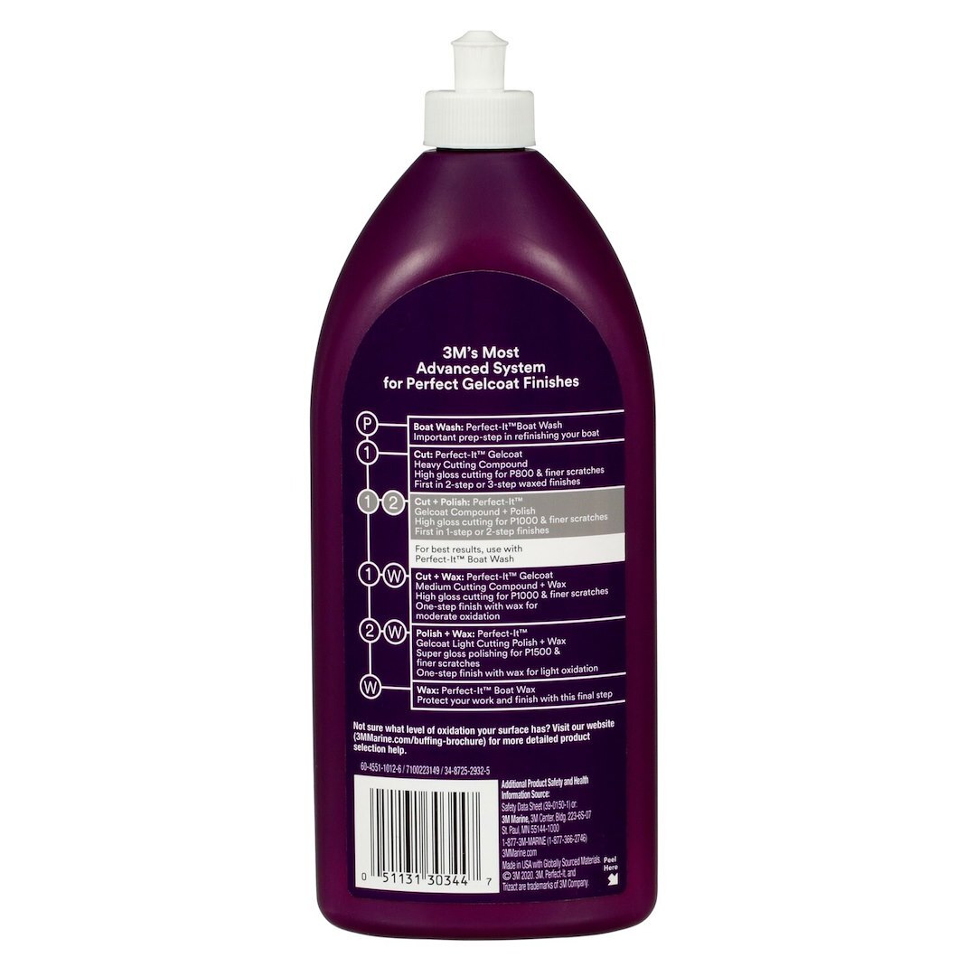 3M 30344 Marine Wax Liquid Removes P1000 And Fine Scratches On Gelcoat 32 Oz