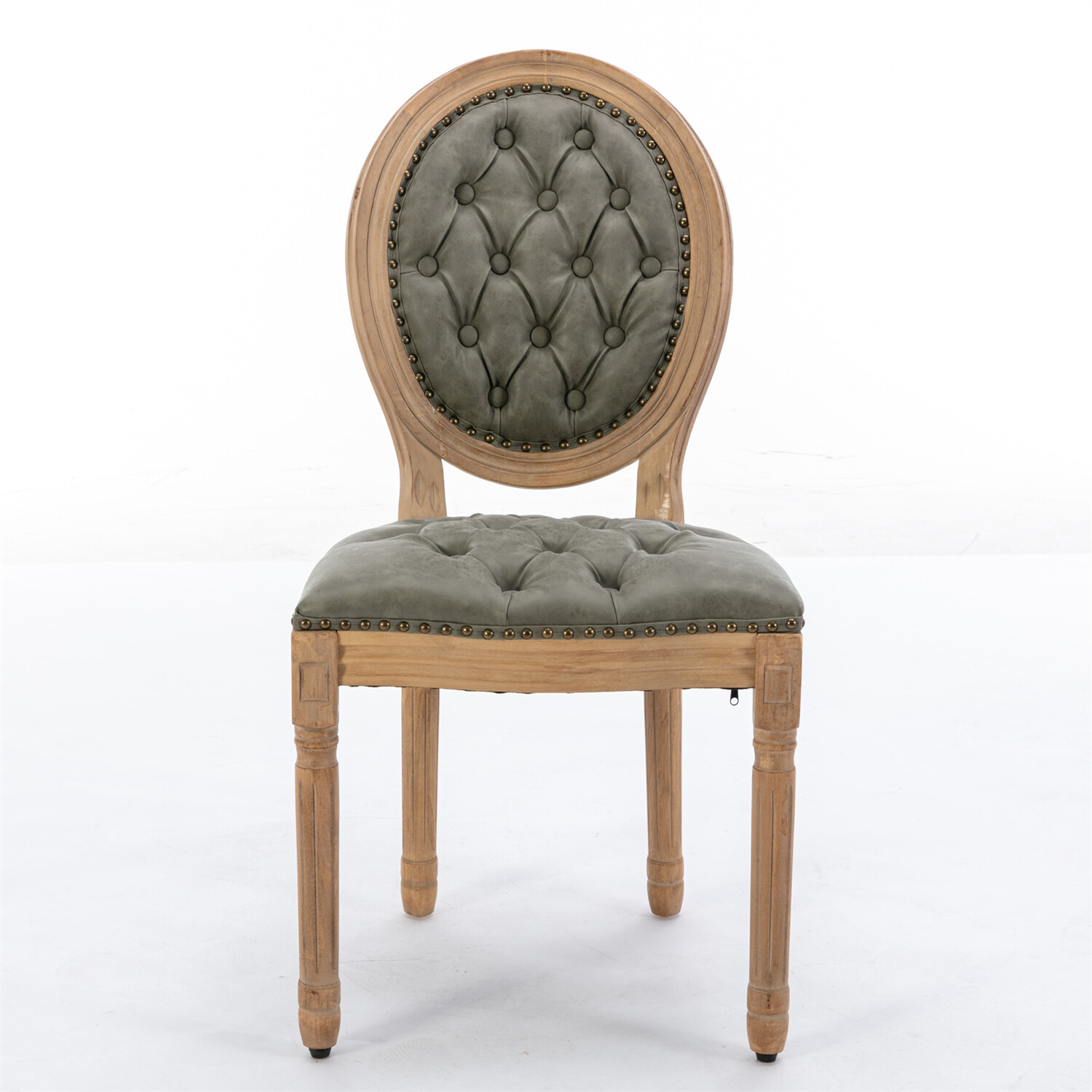 Set of 2 Wood Dining Chair PU Upholstered Kitchen Dining Chair with Wood Legs