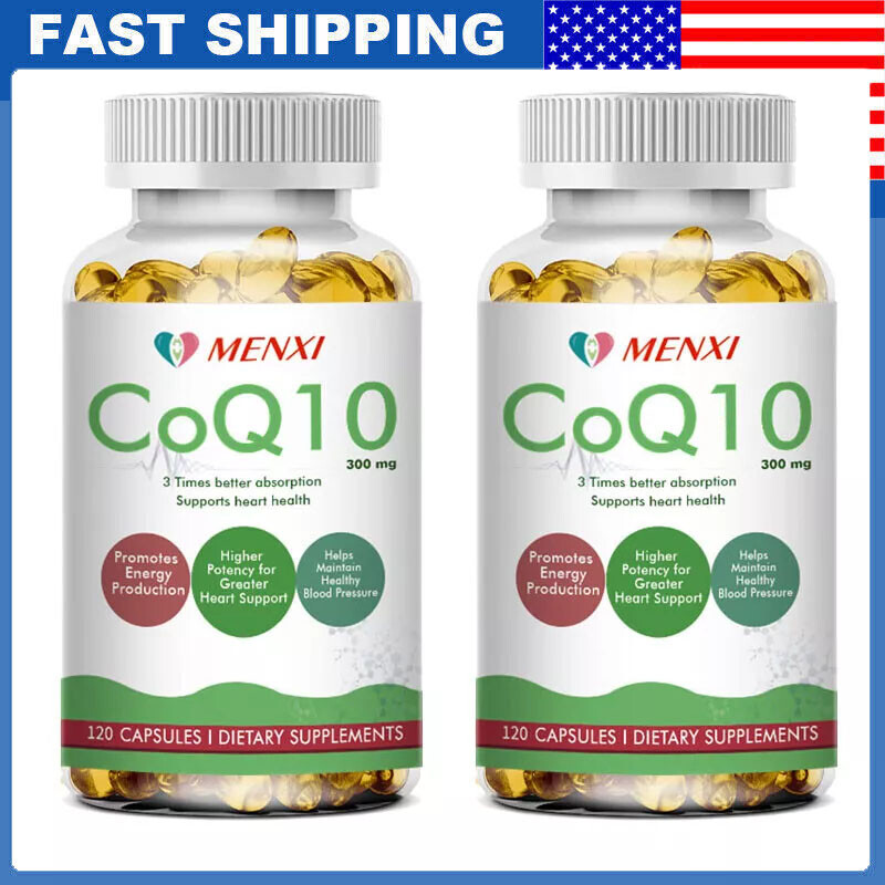 2 Packs CoQ-10 300mg 120 Softgels Coq10 Co Q10 Coenzyme Heart Support NON GMO US