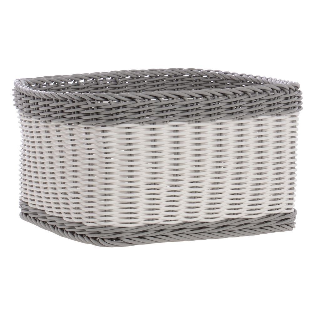 HUBERT Grey and White Storage Basket - 12"L x 12"W x 6 1/2"H