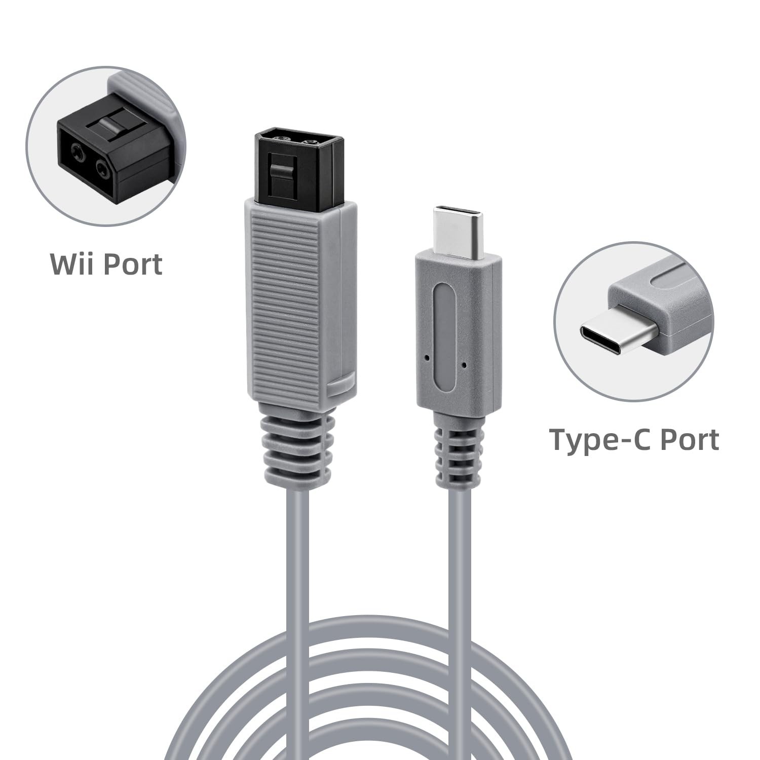 6.5 Ft Type-C Power Charge Cable for Wii - Lightweight & Durable Gaming Solution