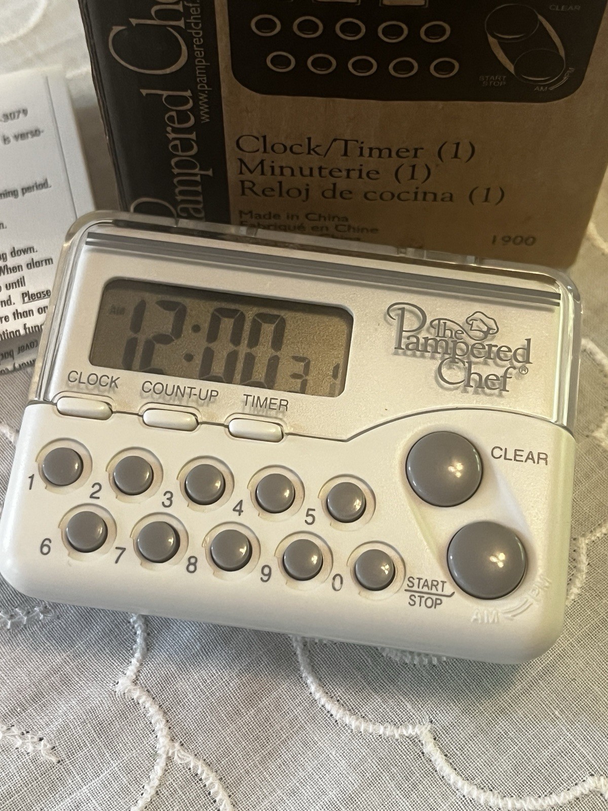 Pampered Chef Digital Clock Timer Model #1900 With Magnetic Clip W/ Instructions