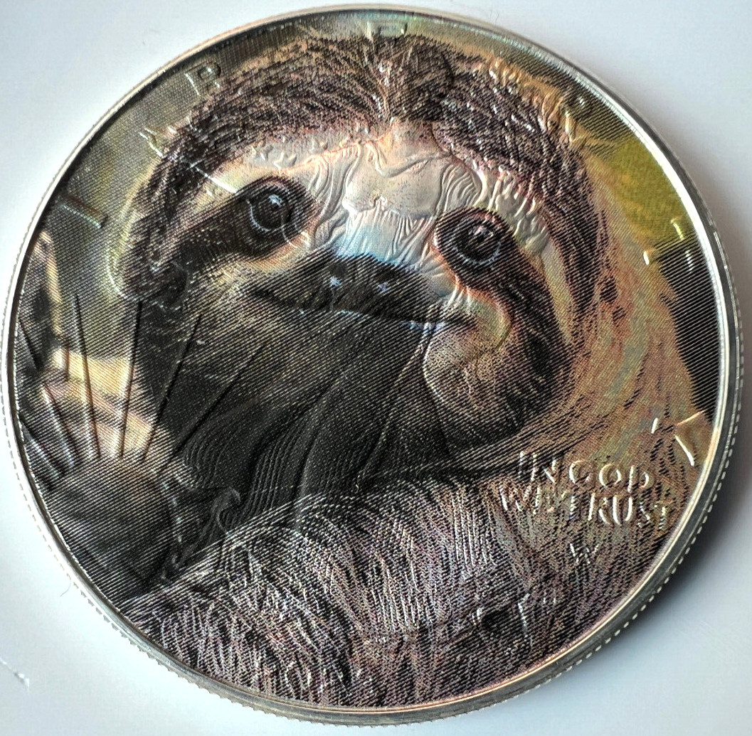 Happy Sloth - American Silver Eagle 1oz .999 Limited Edition Silver Dollar Coin