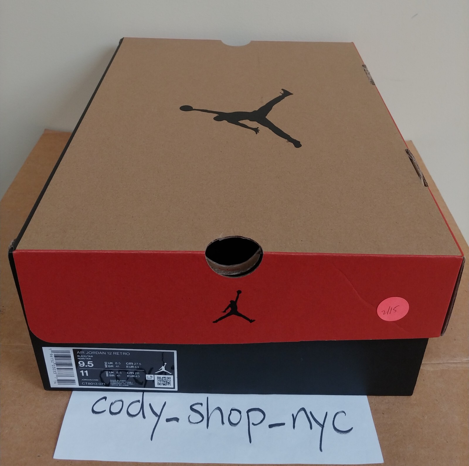 Nike Air Jordan 12 Retro Black Taxi Men's Sizes Gold *SHOE BOX ONLY* CT8013-071