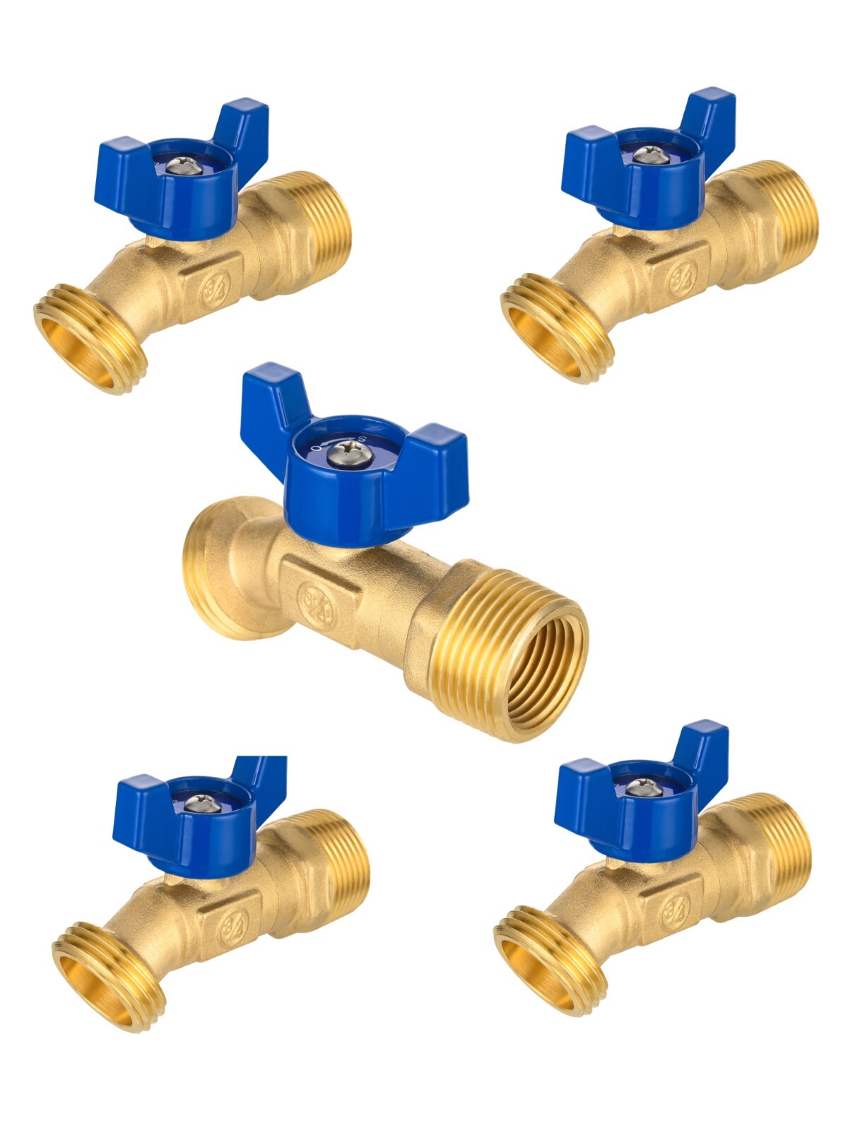 5 PCS EFIELD 1/4 Turn Spigot ,Outdoor Brass Valve 3/4" Male NPT Inlet x3/4" MHT