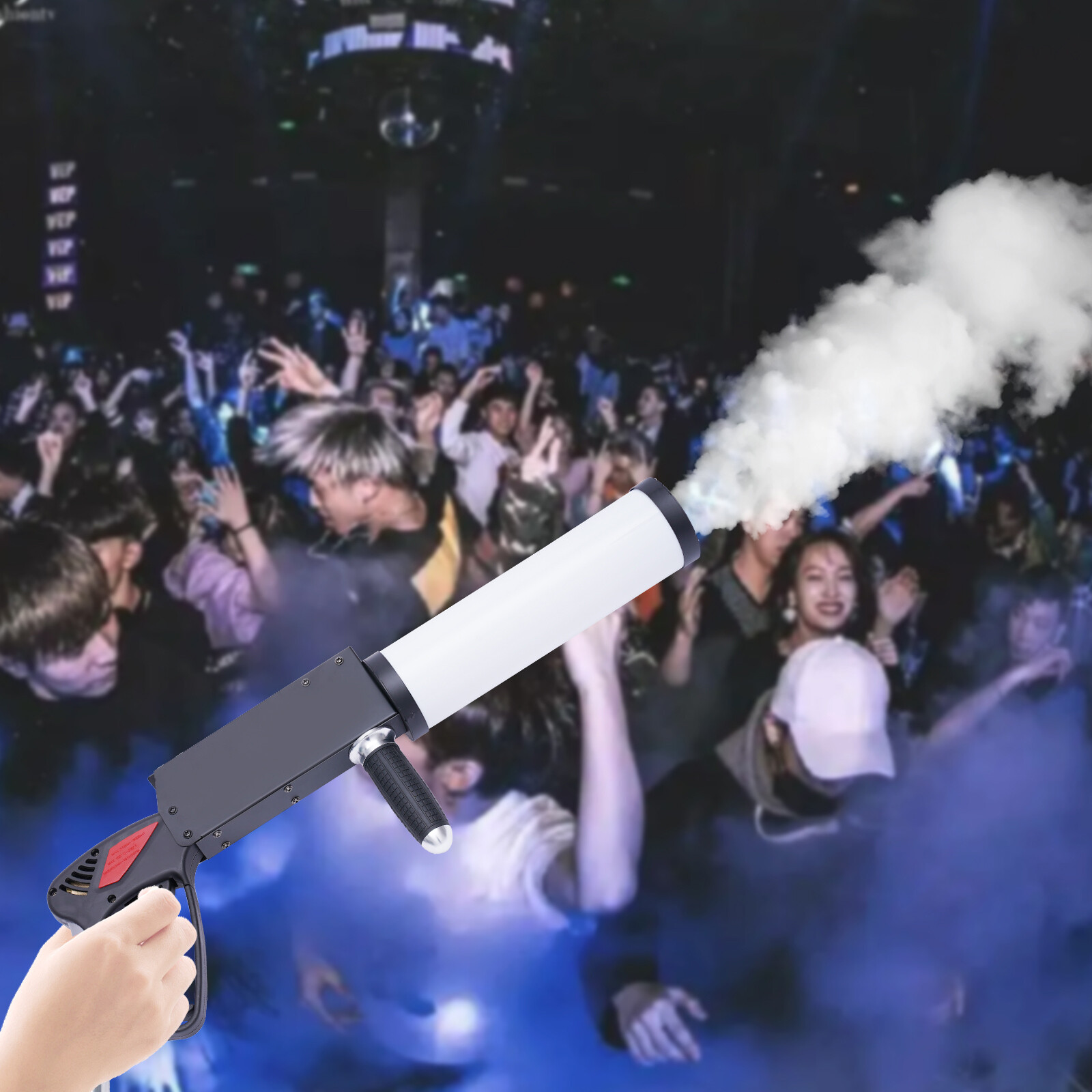 Handheld CO2 Fog Machine With RGB LED Tube, Battery Powered, 3m Hose