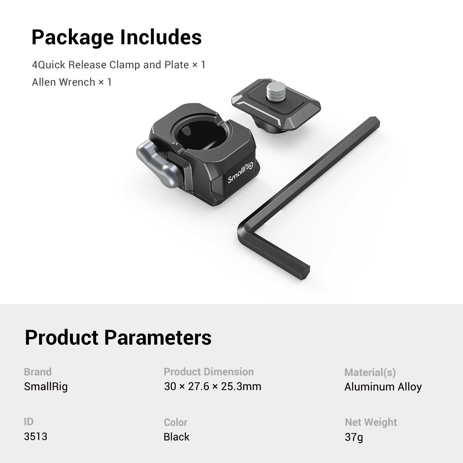 SmallRig Drop-in HawkLock Universal mini Quick Release Clamp and Plate-3513B