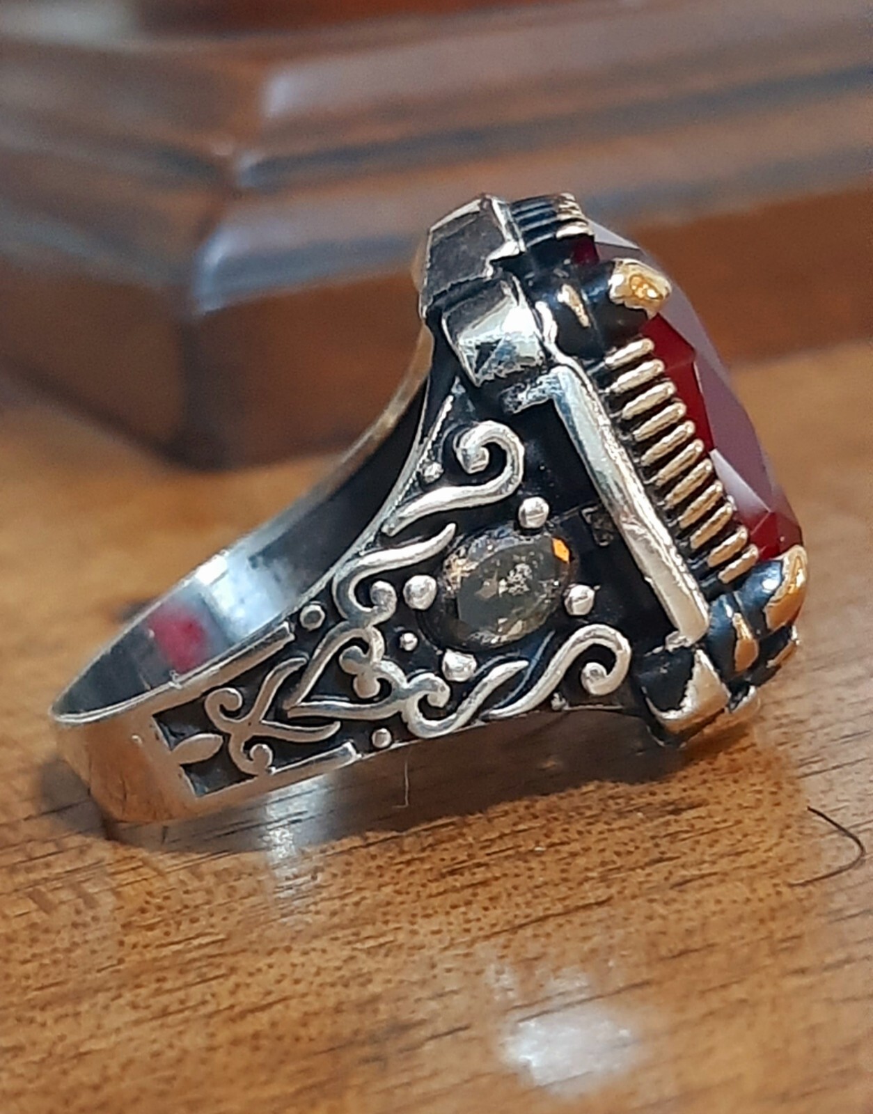 Men 925 Silver Ring Solitaire Ruby Spinel Ring Man Sterling $