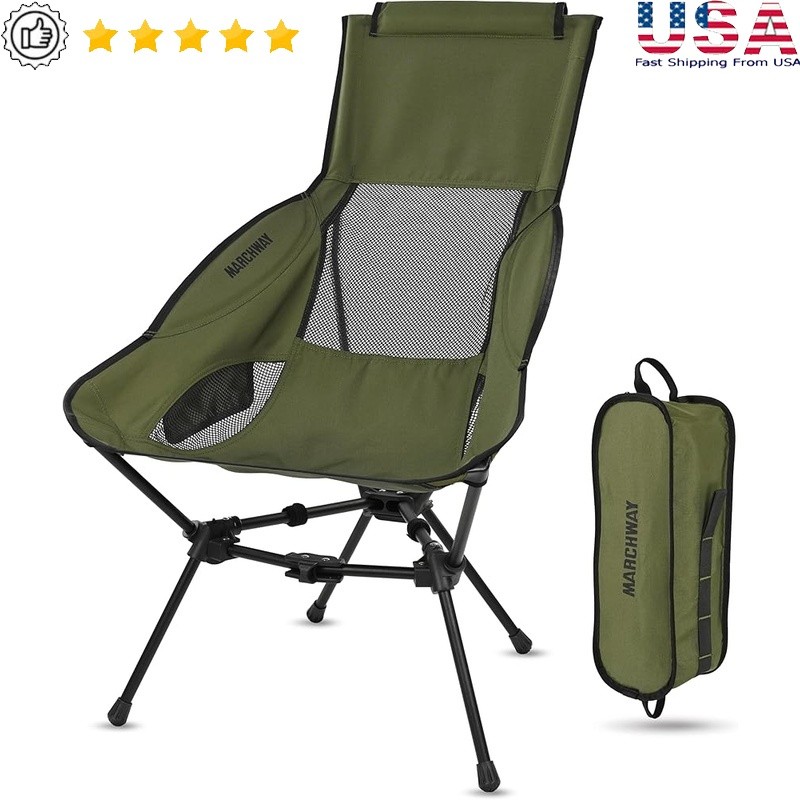 Lightweight High Back Camp Chair Portable Stable Easy Setup Outdoor Travel New