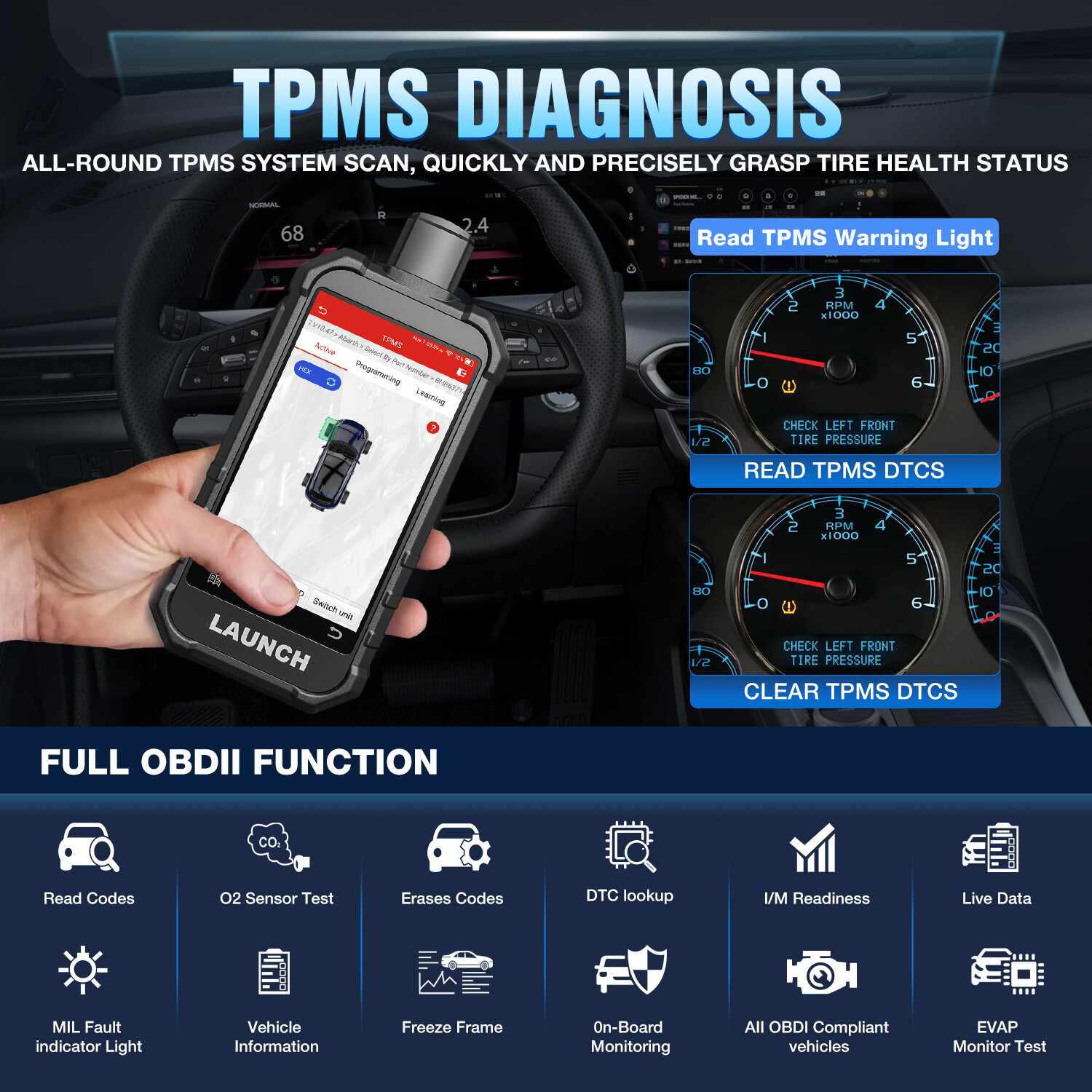 2025 LAUNCH X431 Creader 5011 V2 TPMS Tool Sensor Activate Relearn Reset Scanner