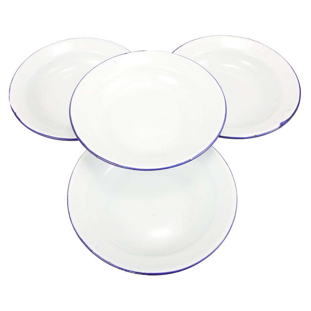 4 Pcs Enamel Food Tray Ceramic Dessert Plates Dinnerware Enamelware