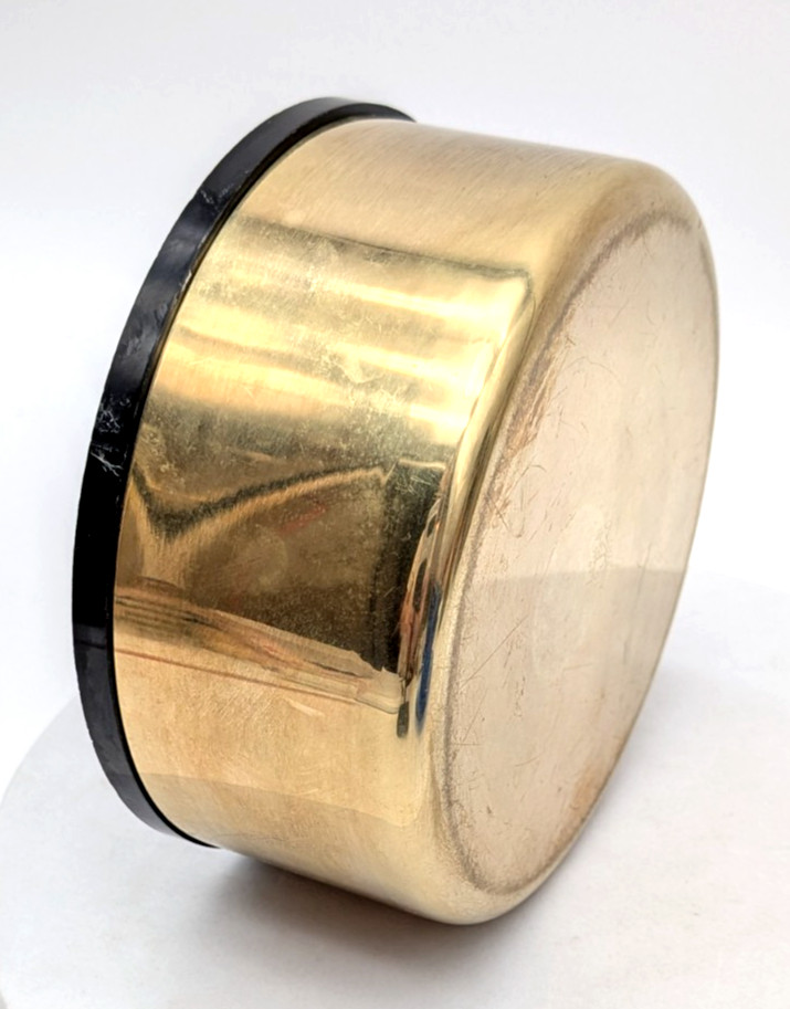 Oneida Brass Trinket Box Black Enamel Lid Birds