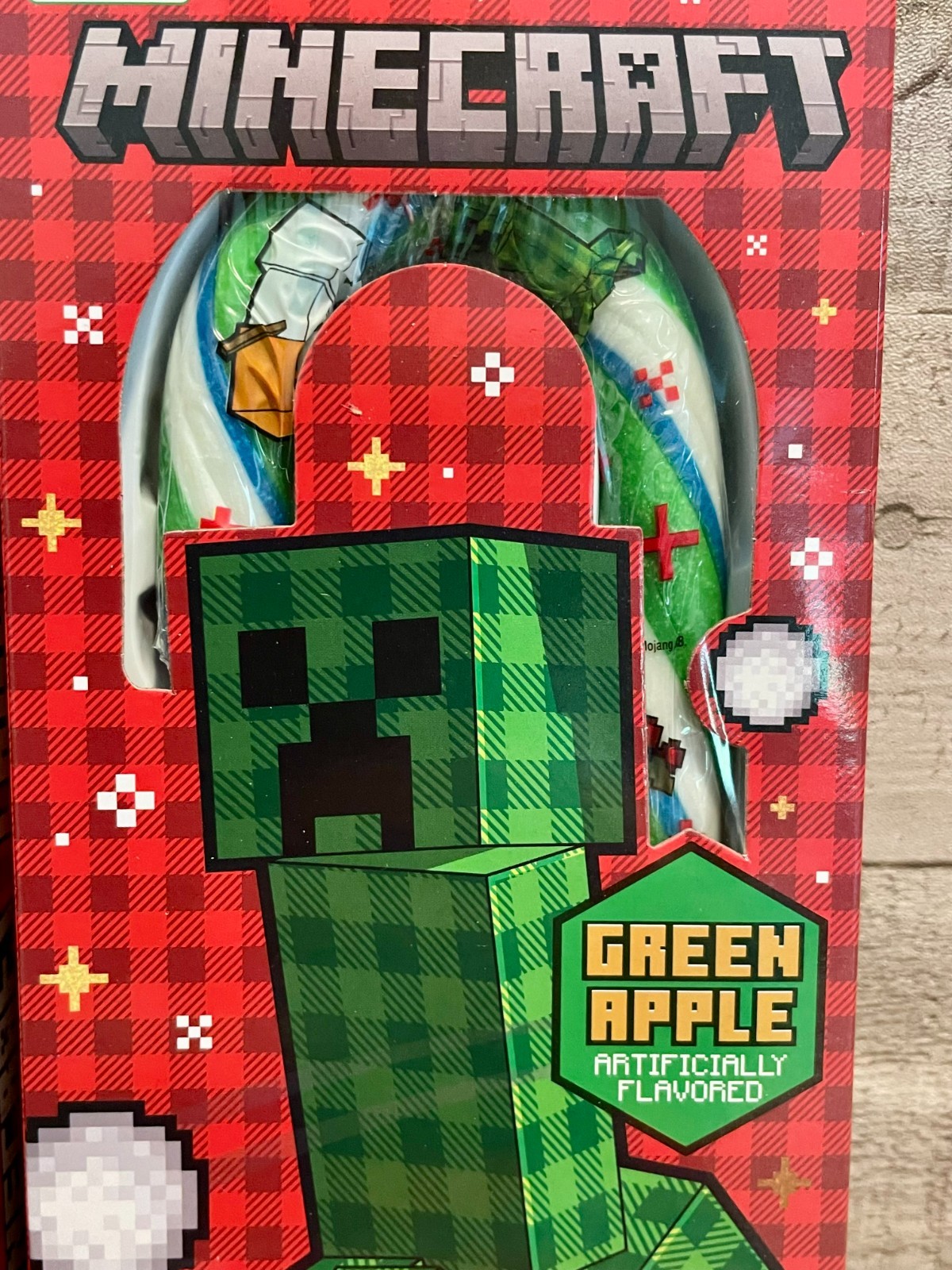 Minecraft Candy Canes Green Apple 1.76 oz. X 4 - Stocking Stuffers BB 6/28