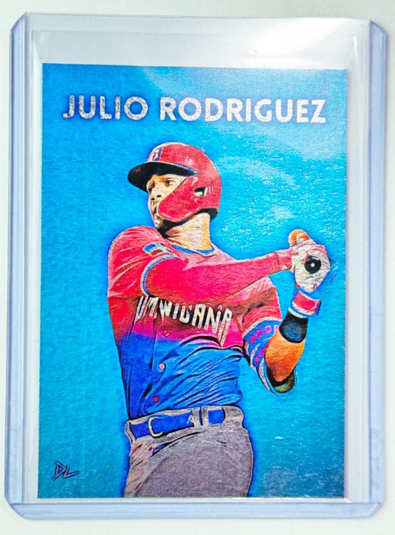 Julio Rodriguez Platinum Artist Signed "Dominican Republic" Trading Card 1/1