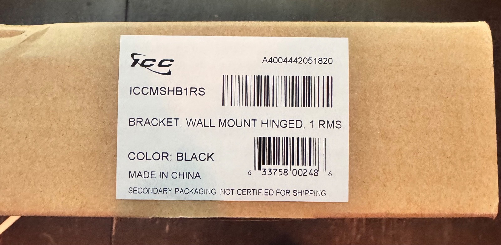 ICC ICCMSHB1RS BRACKET, WALL MOUNT HINGED, 1 RMS