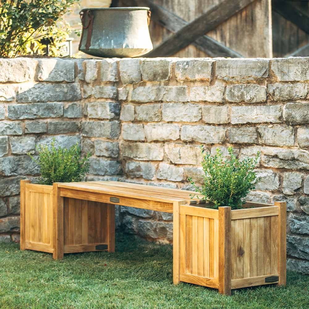 Ash & Ember Connecting Bench for 2 Cu Ft (14 Gallon) Grade A Teak Planters