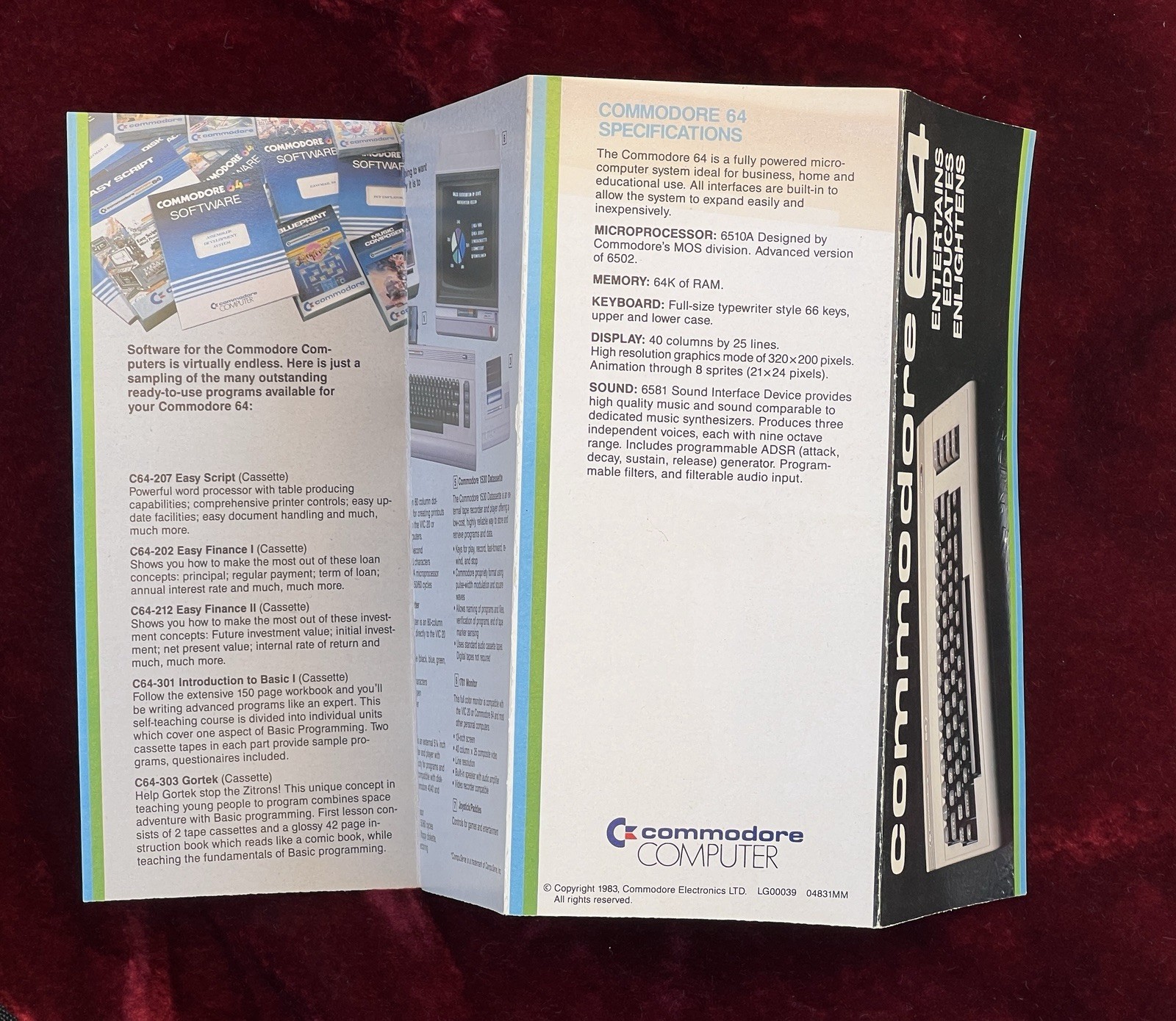 Commodore 64 1983 Vintage Computer Pamphlet Brochure Paperwork Poster