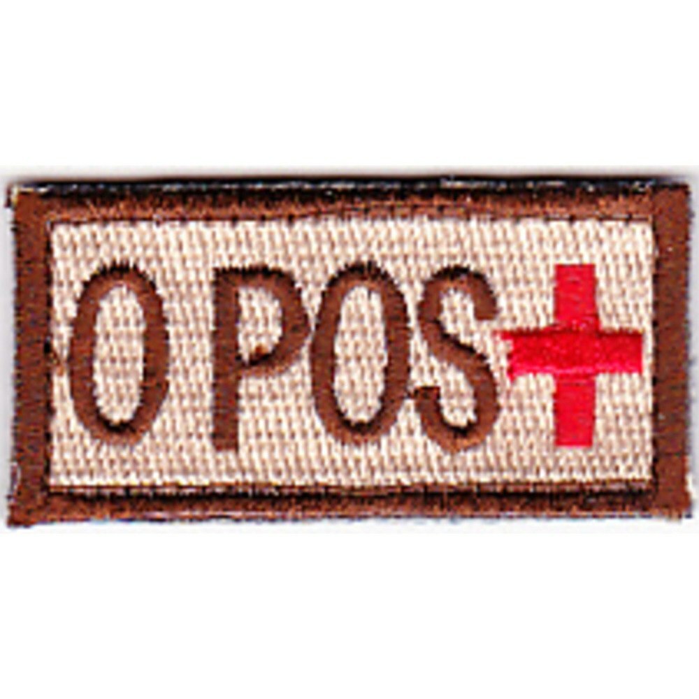 0  POS POSITIVE BLOOD TYPE HOOK AND LOOP DESERT  EMBROIDERED  PATCH