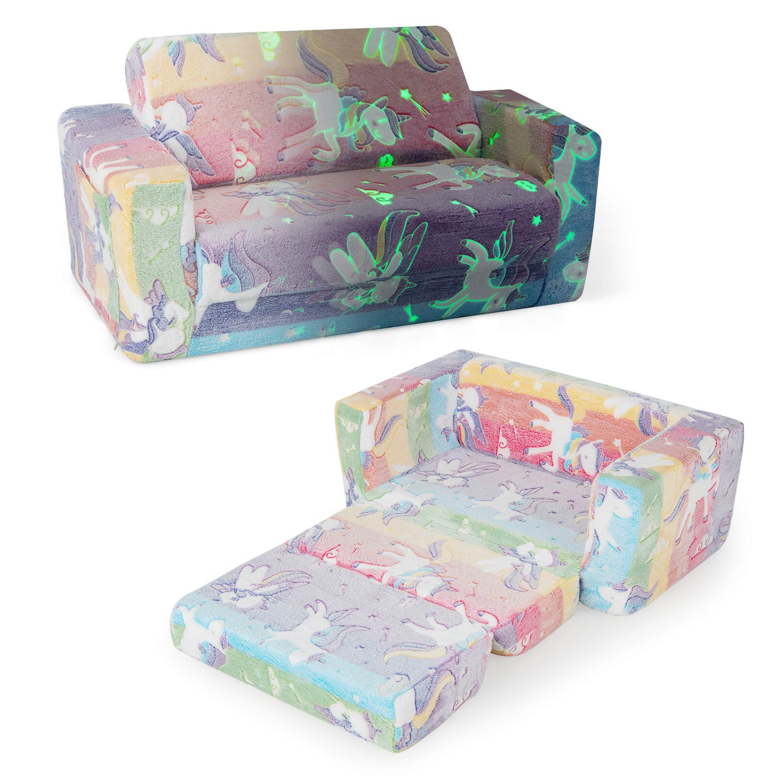 2-in-1 Flip Out Kid’s Sofa Chair Convertible Toddler Couch to Lounger