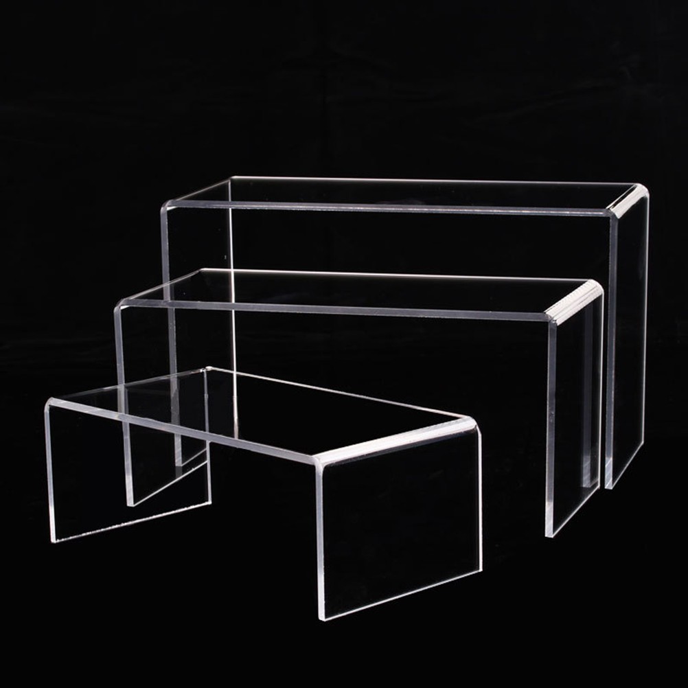 3Pcs Clear Acrylic Storage Rack for Display Shoe Shelves and Cosmetic Organizer