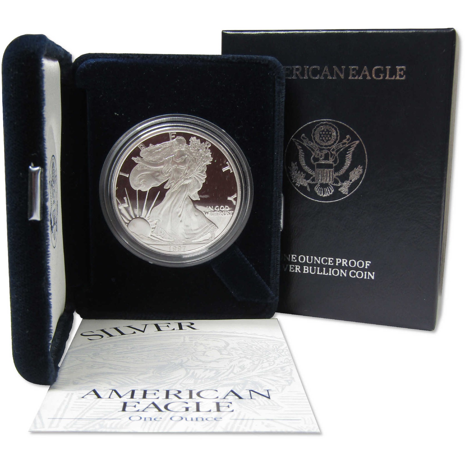 1997 P American Silver Eagle Bullion Proof $1 Coin Collectible OGP COA