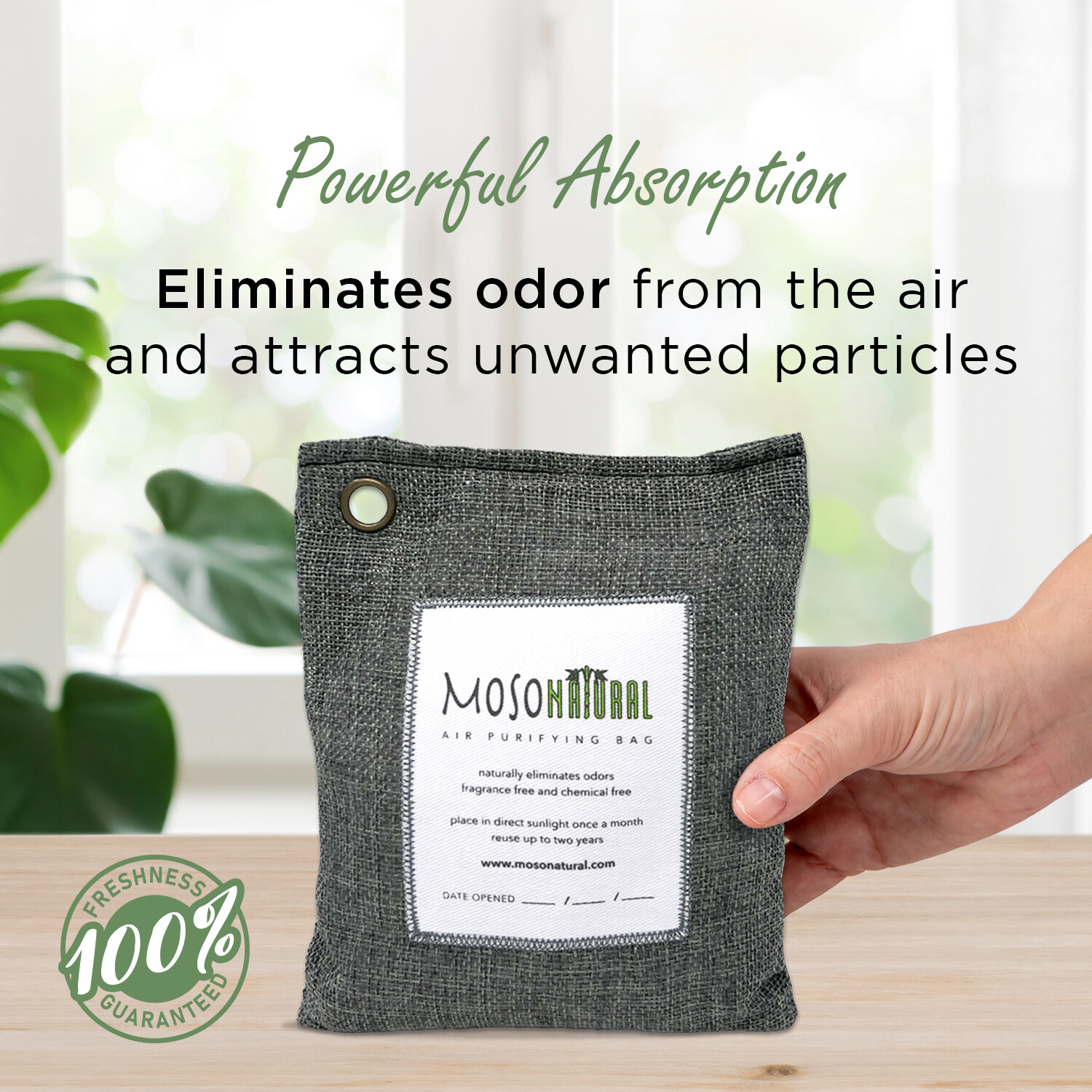Moso Natural Air Purifying Bag 200g (3 Pack). Odor Eliminator for Car Closet Pet