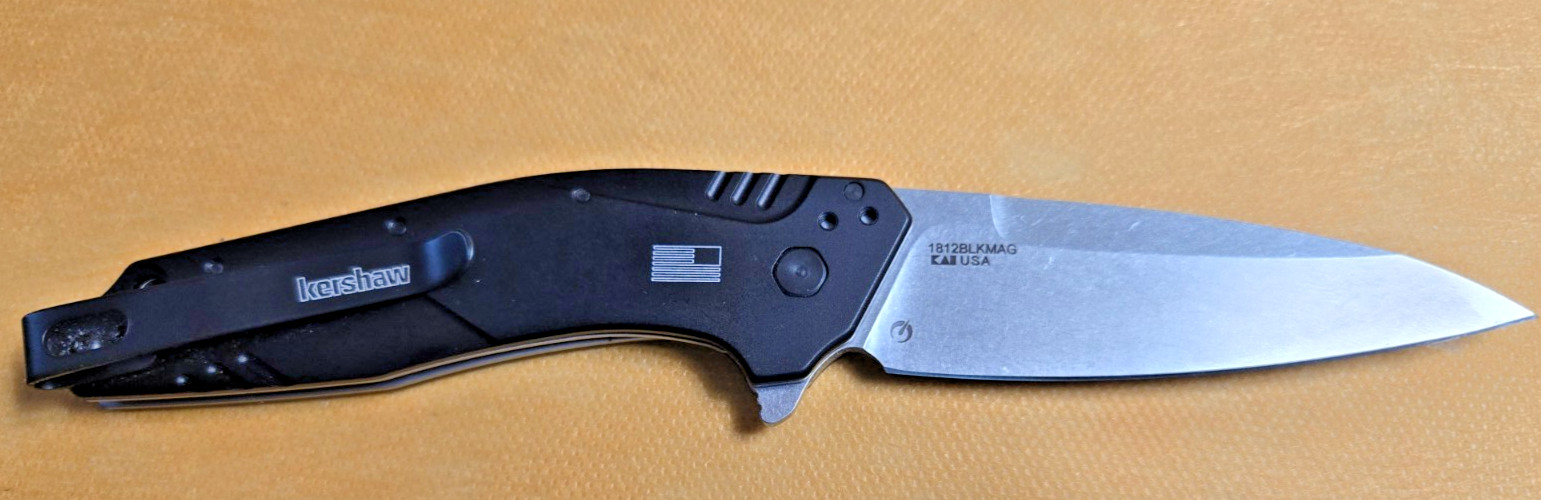 Kershaw Dividend MagnaCut A/O Knife 1812BLKMAG Black Aluminum Handle - New