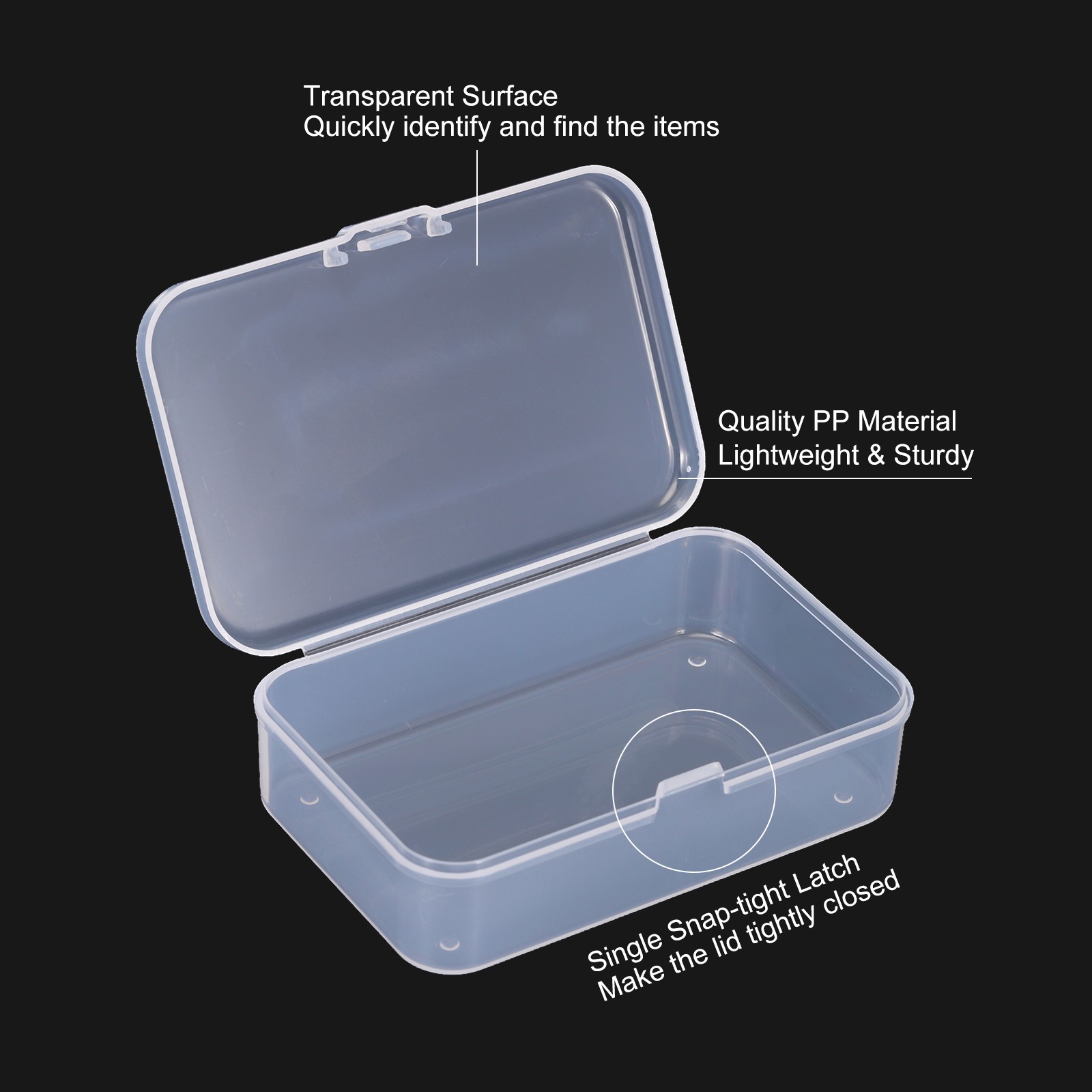 20 Pack 3.3x2.2x1 Inch Plastic Clear Storage Box with Hinged Lid