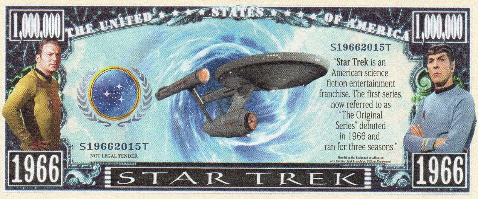 Star Trek Million Dollar Novelty Banknote