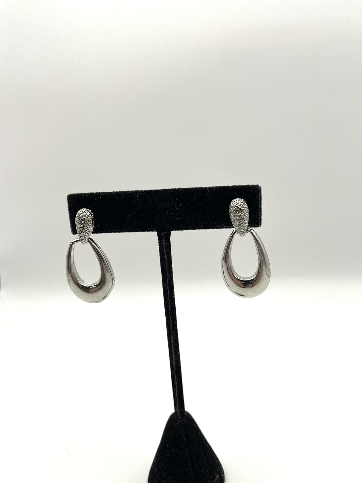 Silvertone Door Knocker Pierced Dangle Earrings