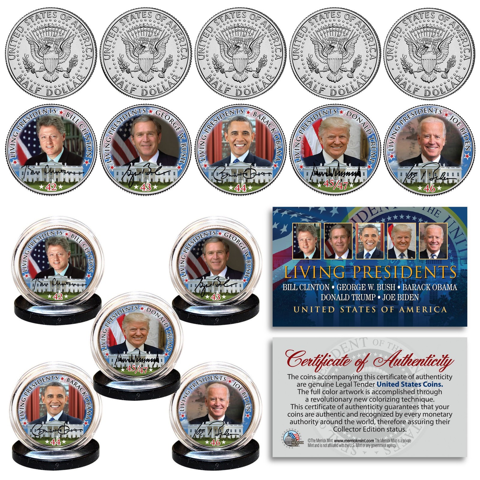 2025 LIVING PRESIDENTS Signature Series US JFK Half Dollars 5-Coin Set TRUMP