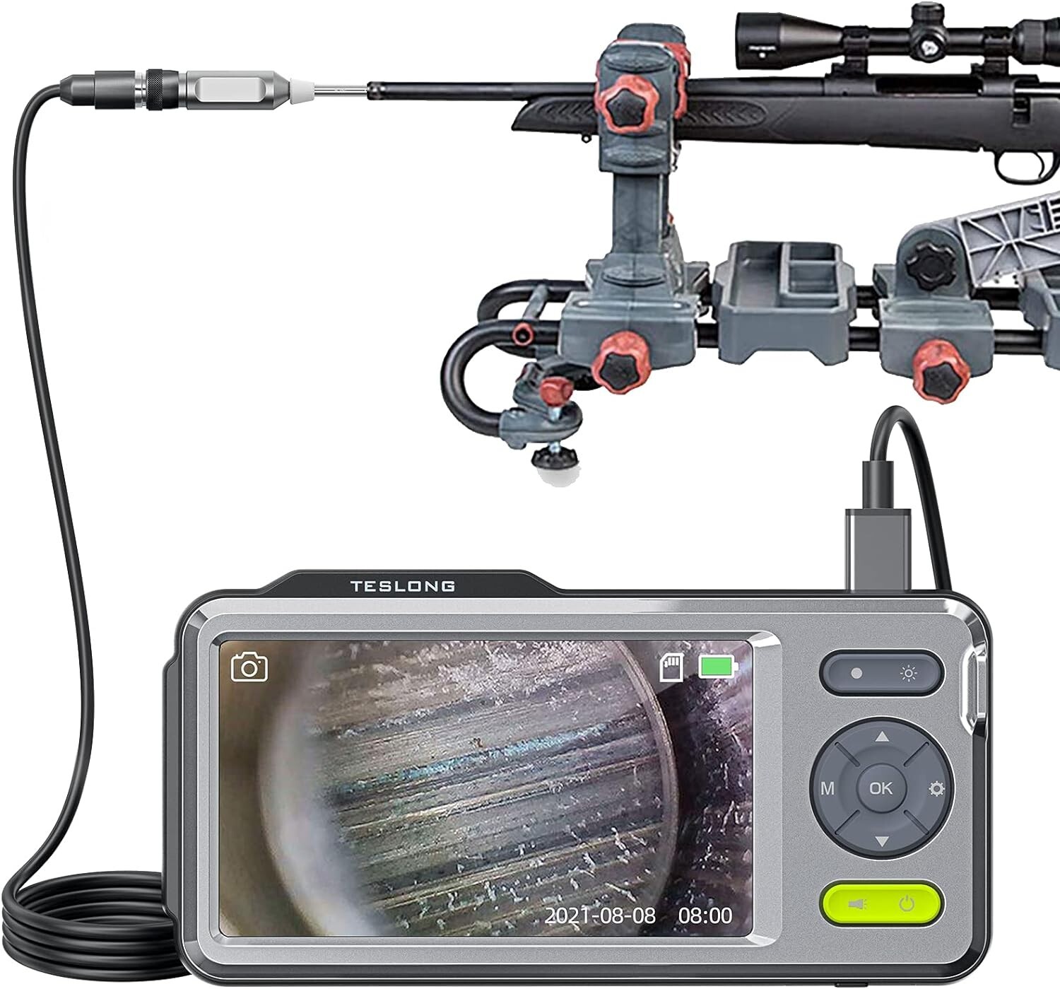 Teslong 26inch Rigid Tube Rifle Borescope w/5" Monitor Fits .20 Caliber & Larger