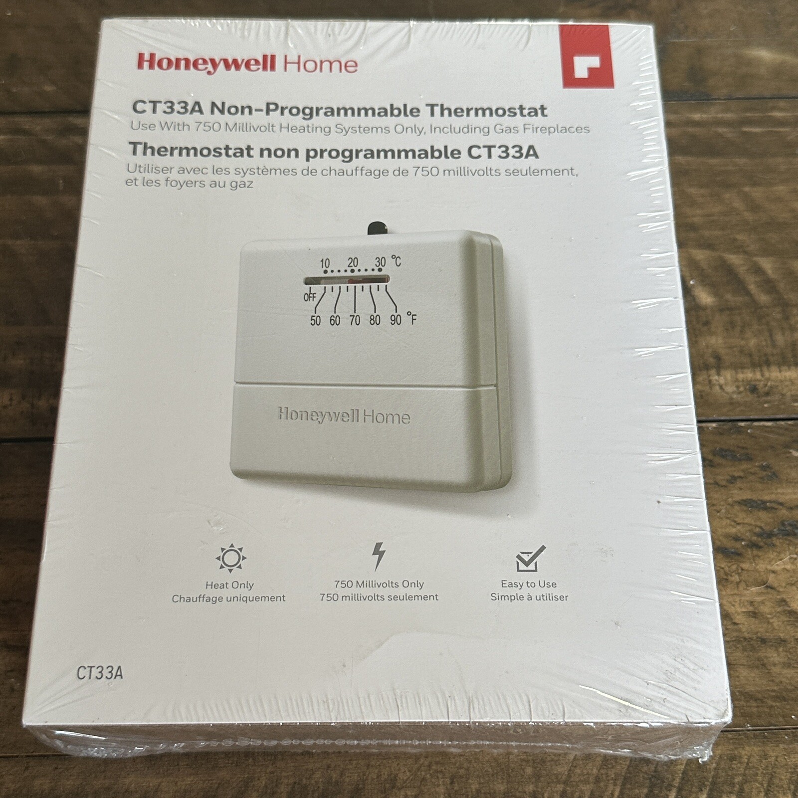 New Sealed HONEYWELL HOME CT33A HORIZONTAL NON-PROGRAMMABLE THERMOSTAT