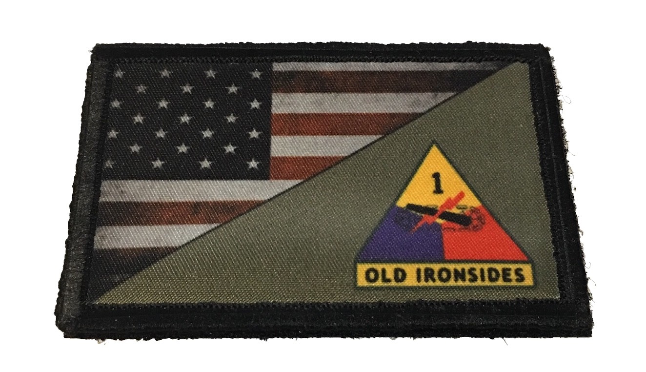 Full Color 1st ARMORED Division  US Flag Morale Patch Tactical Military ARMY