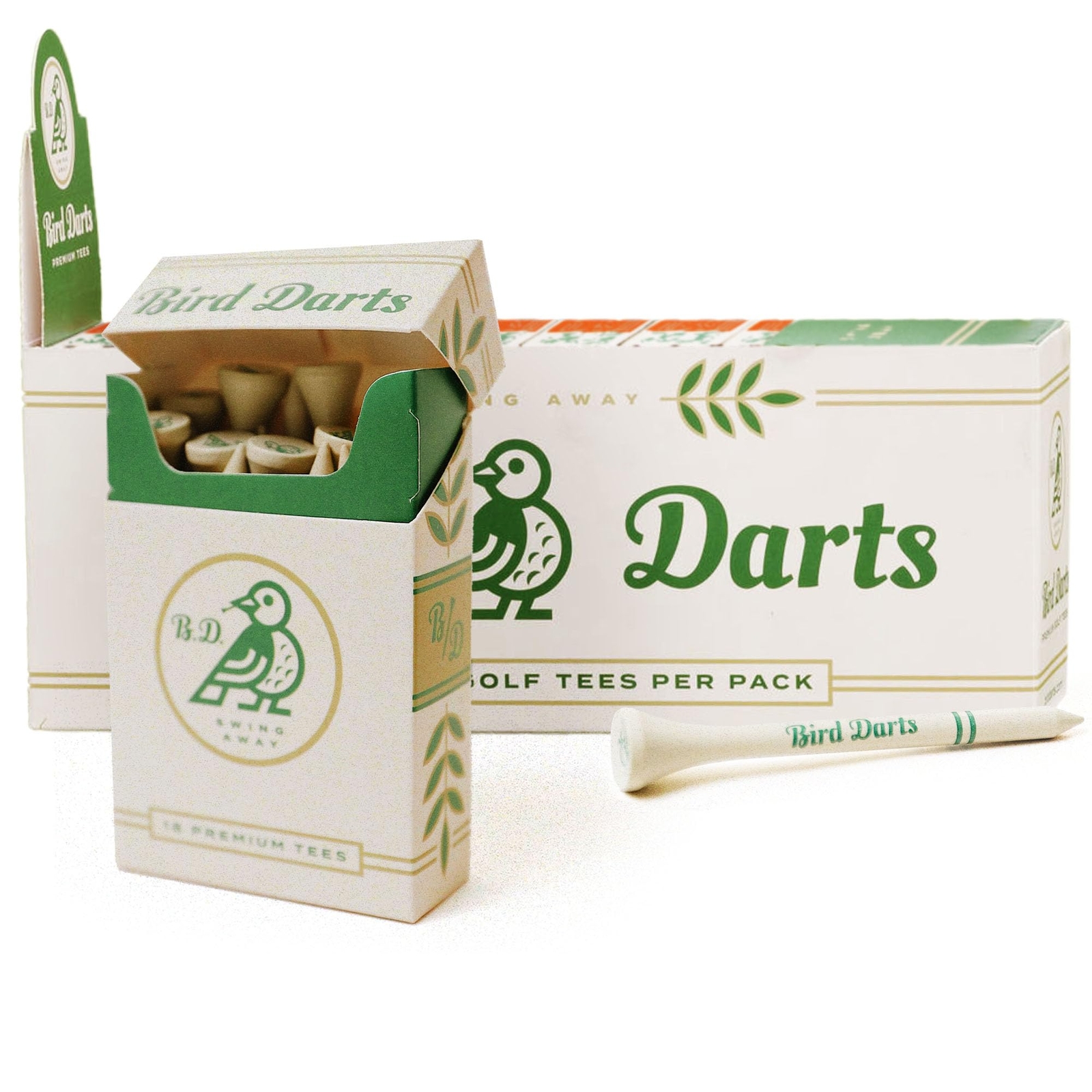 Bird Darts Premium Bamboo Wood Golf Tees 18/72/180 Units Packs of 18 2 ¾ Golf...