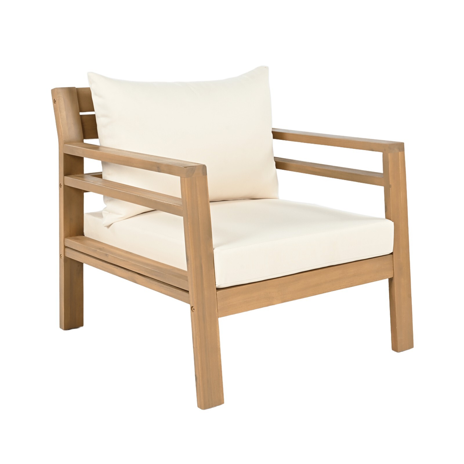 4-Piece Outdoor Acacia Wood Furniture Set Loveseat, Lounge Chair & Coffee Table