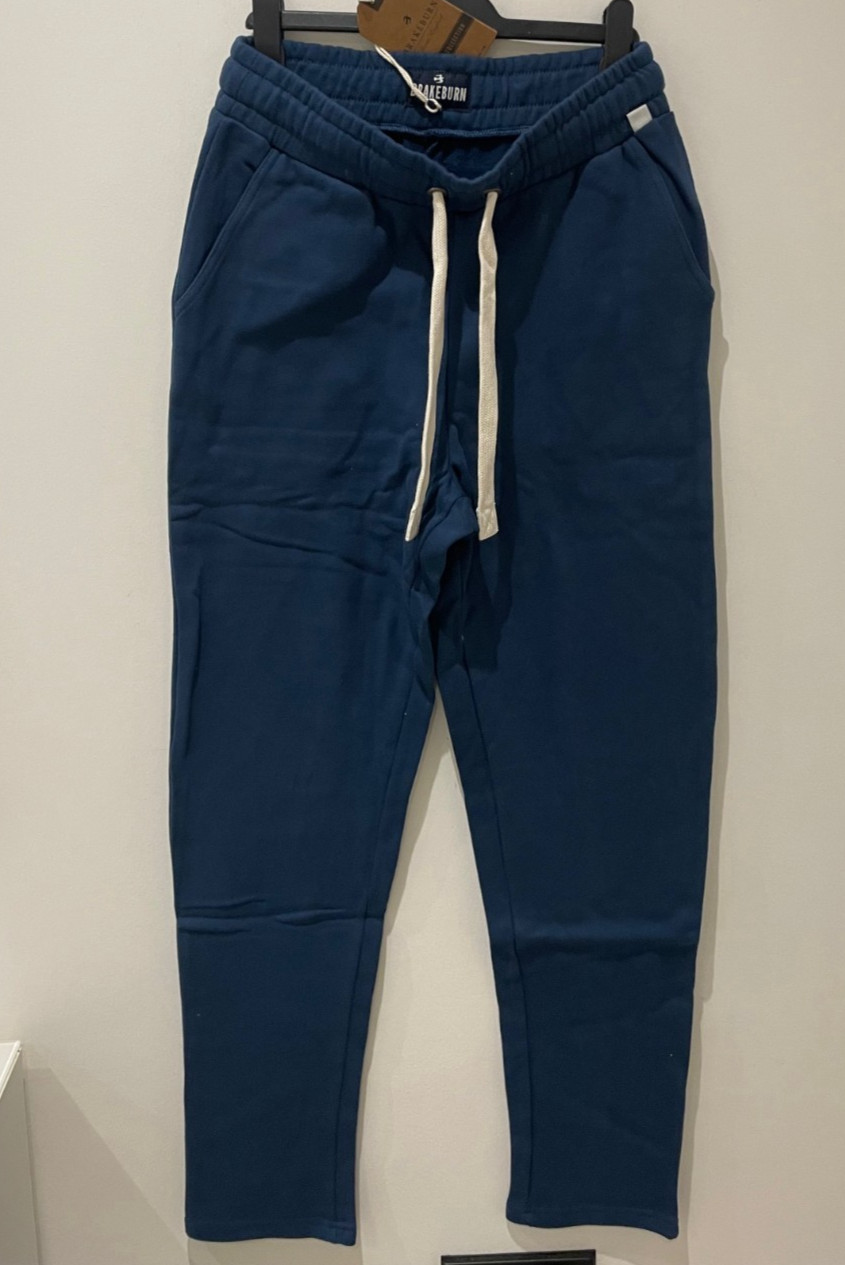 Brakeburn Mens Navy Joggers Size M Waist 32in Relaxed Fit Tapered Cotton RRP £45