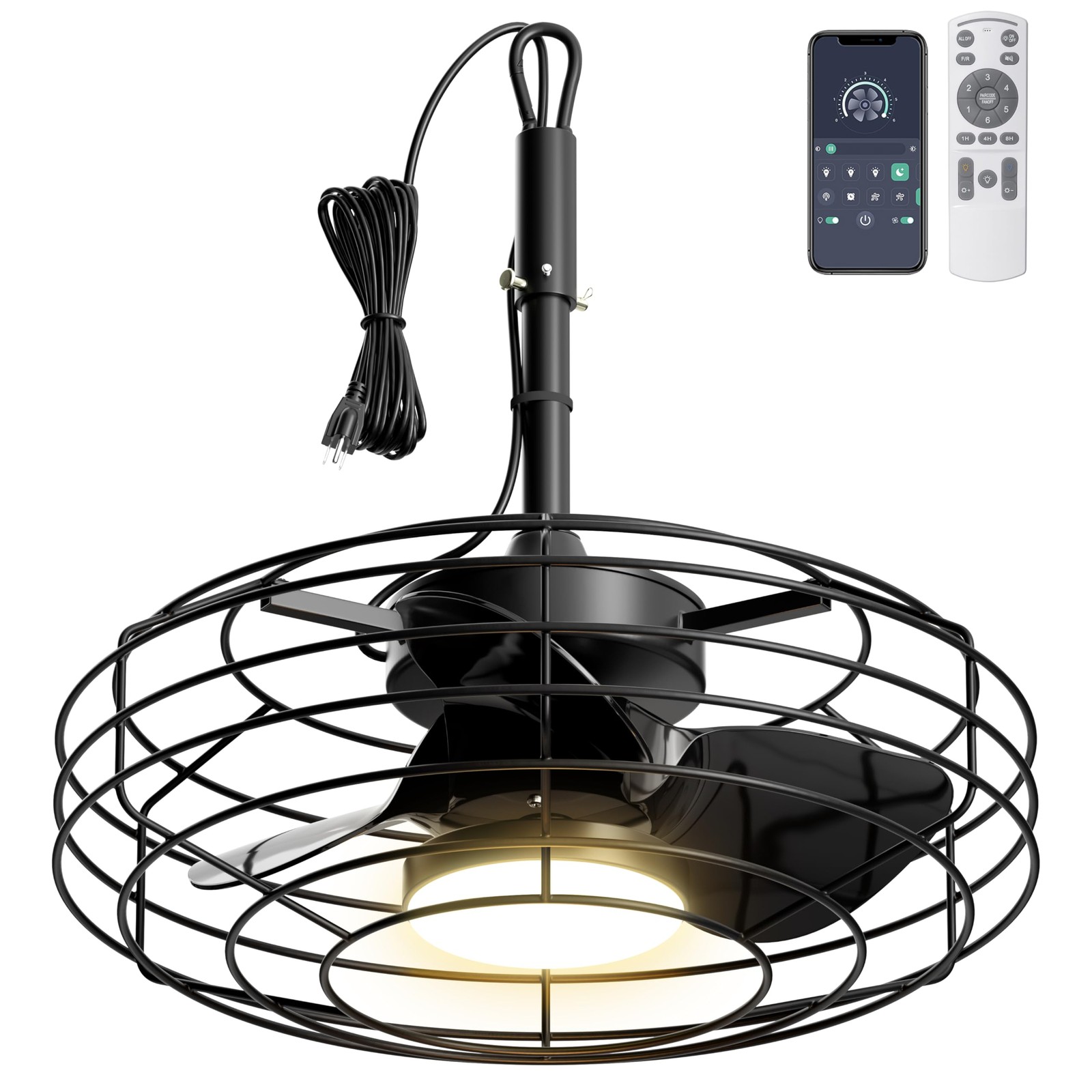 20 Inch Outdoor Ceiling Fans with Light, IP63 Waterproof Gazebo Fan with Hang...