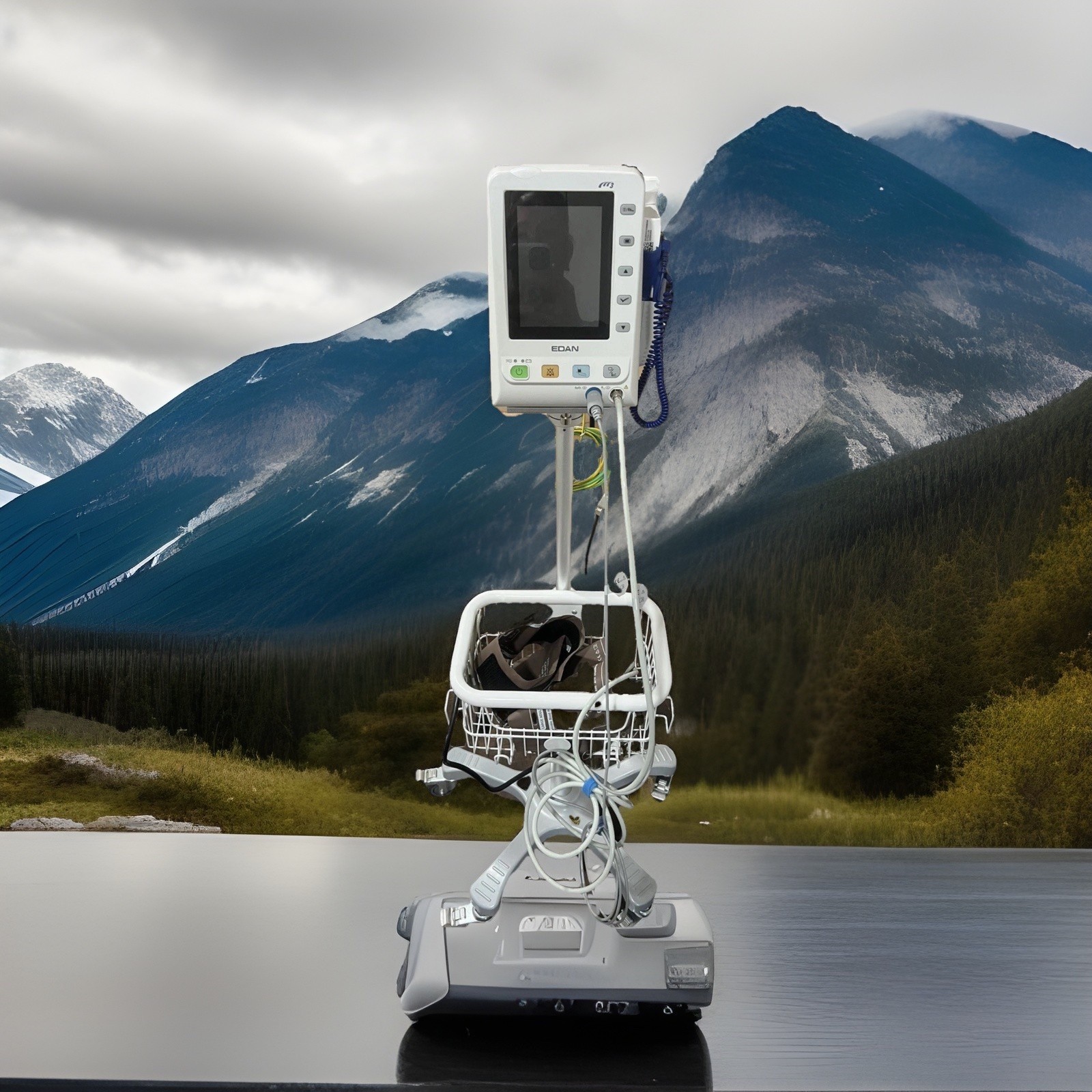 vital signs monitor with O2 sensor & stand