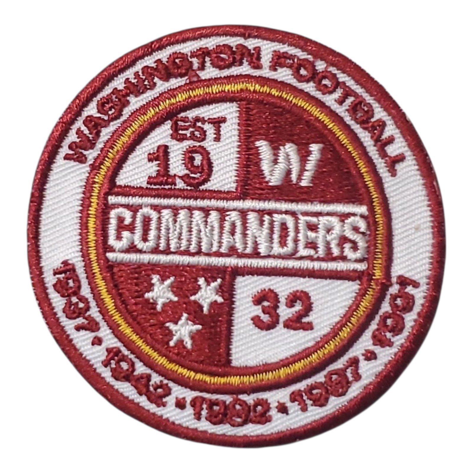 Washington Commanders Patch.  Embroidered. Iron On Backing. 2.25"x2.25"