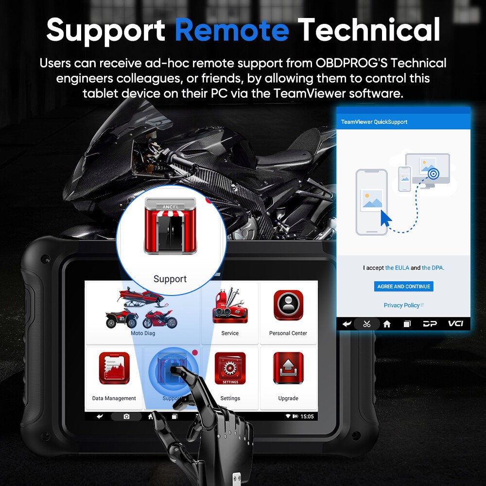 ANCEL MT700 OBD2 Motorcycle Diagnostic Tool All System ECU Coding Active Test
