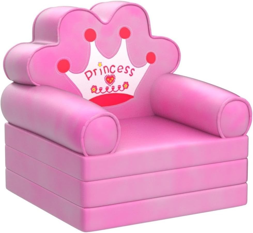 Soft Crystal Velvet Fold-Out Princess Chair - Perfect Birthday Gift for Girls