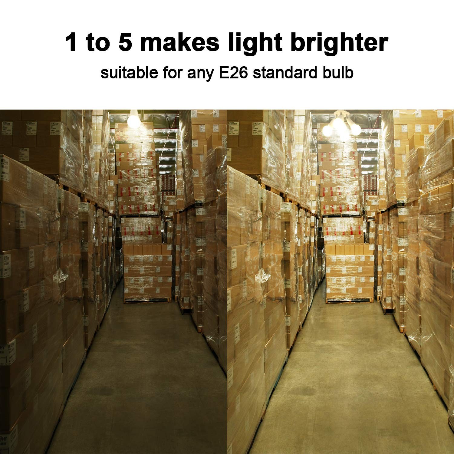 5 in 1 E26 Light Socket Splitter Adapter for LED Bulbs, Adjustable, 300W