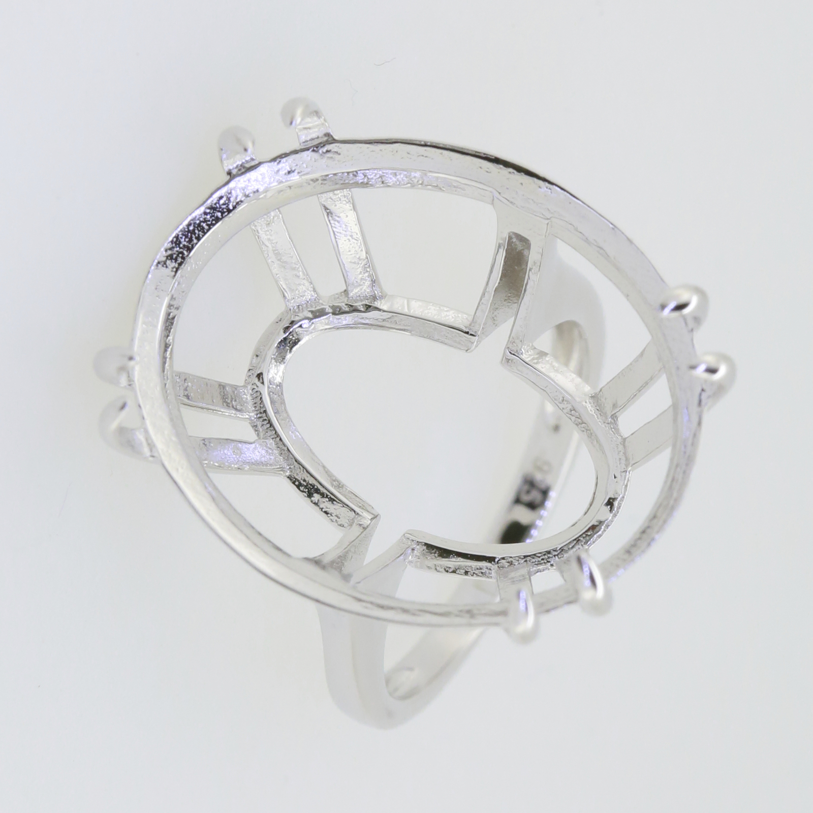 Sterling Silver Semi Mount Ring Setting Oval OV 27X21mm