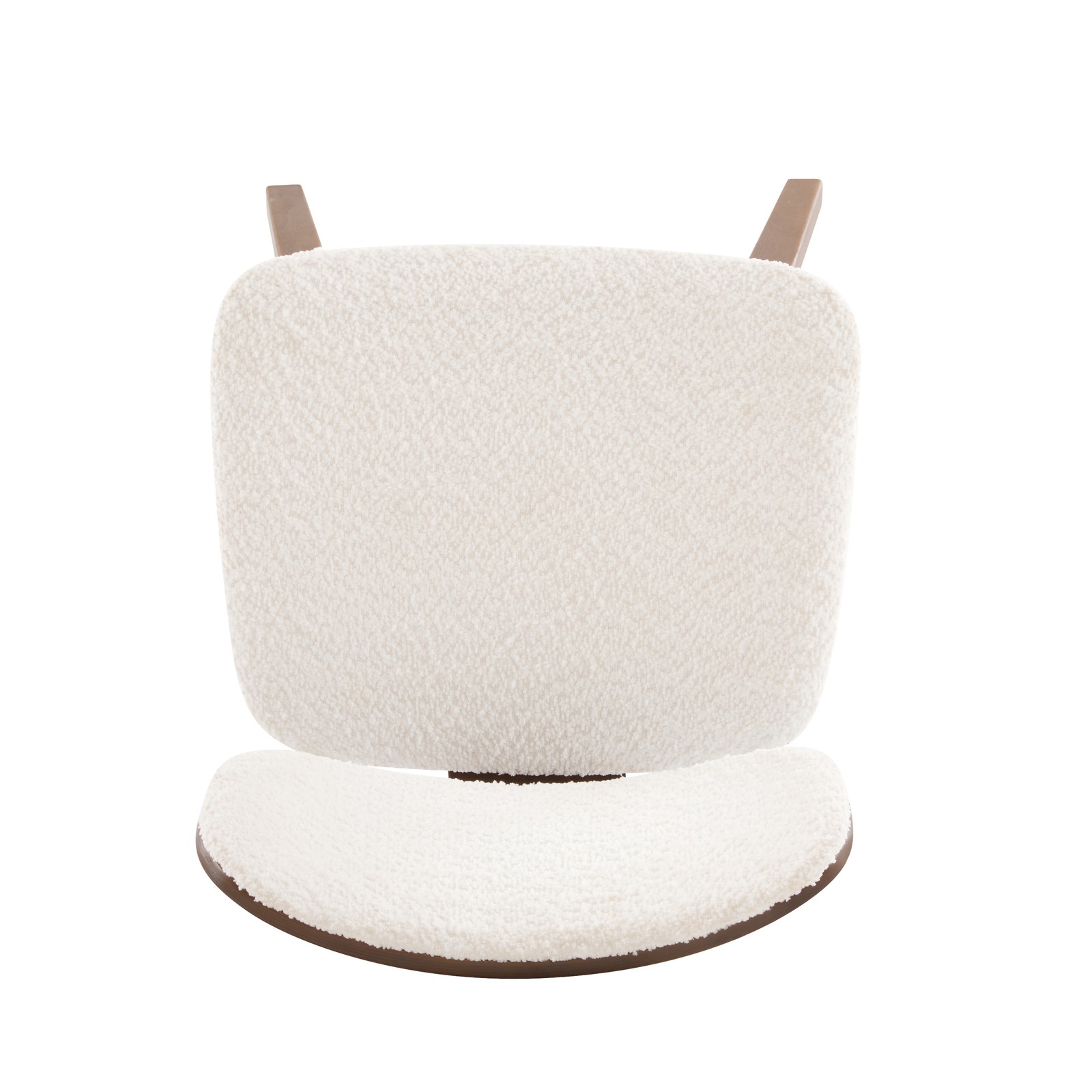 White Fabric Upholstered Side Chair with Walnut Legs, Modern Dining Chair