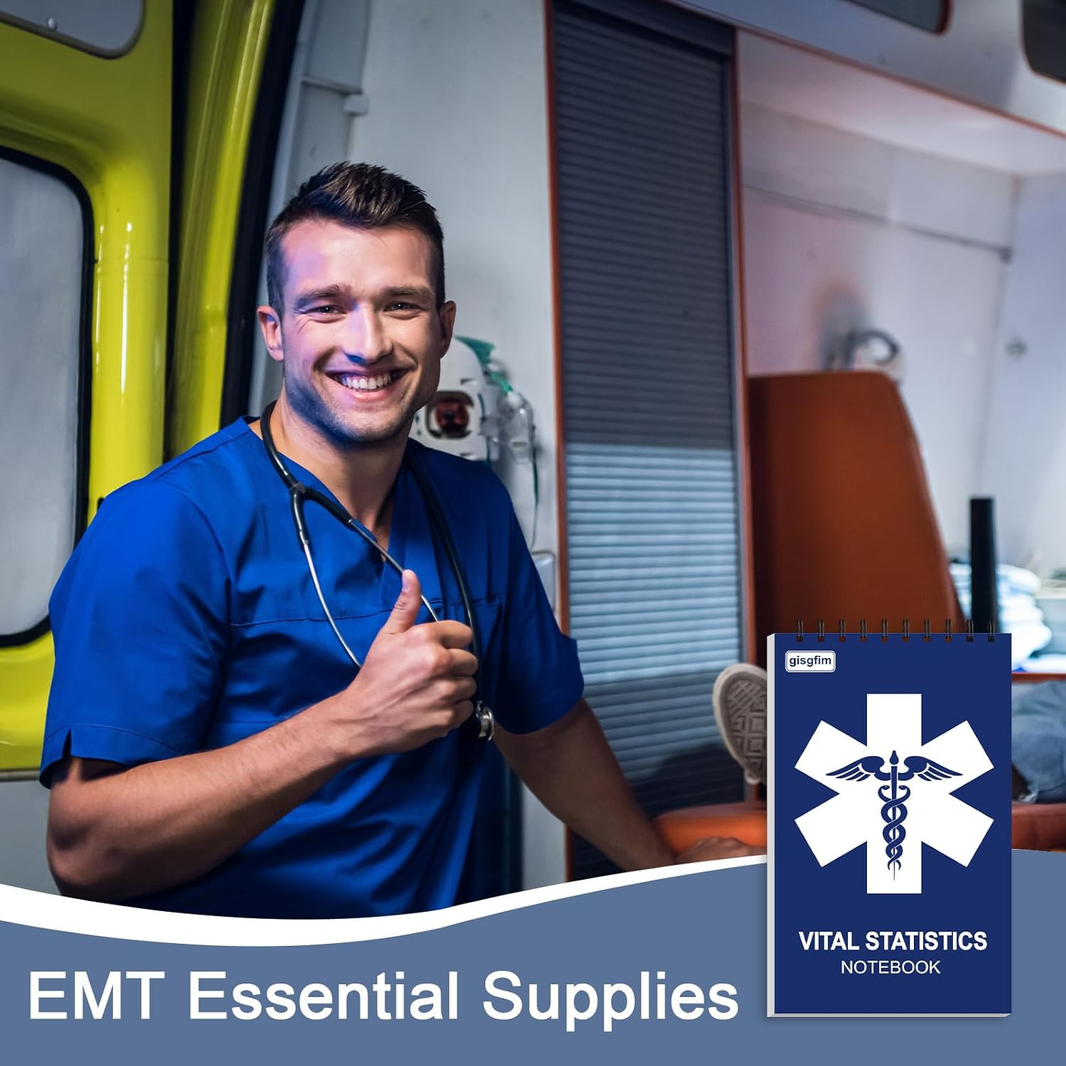 EMT First Responders Vital Statistics Notepad - 4 Pack Medical Notebook 70 Sheet