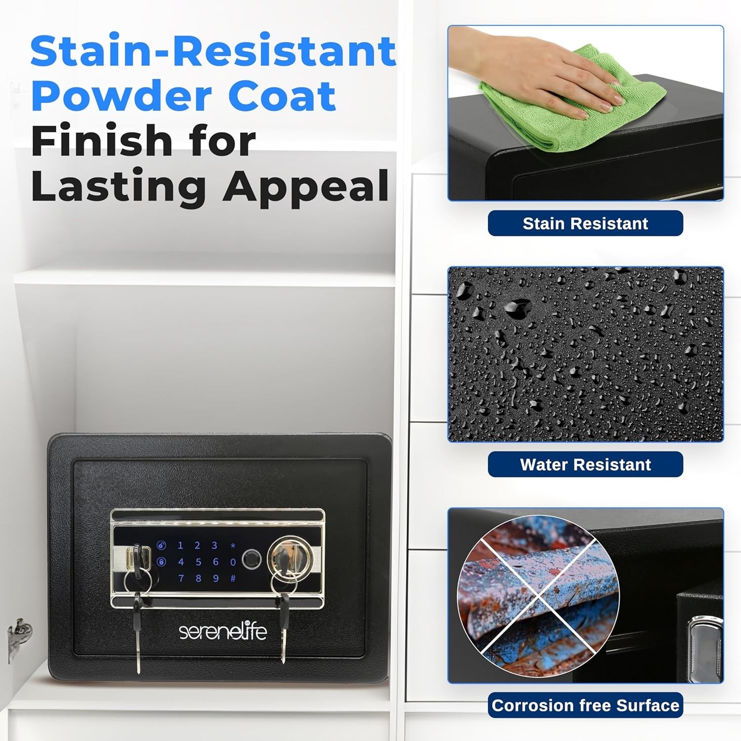 Fingerprint Safe 0.63 Cubic Ft - Biometric and Fire Resistant | Secure Storage