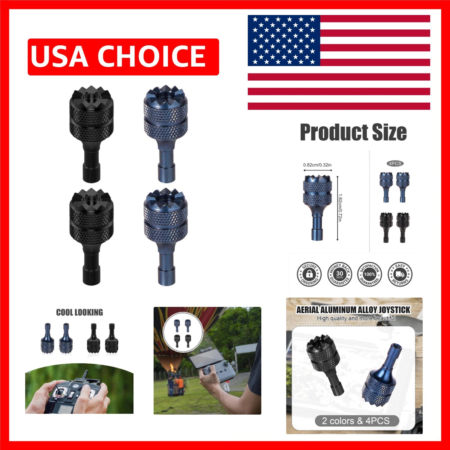 Replacement Control Sticks for DJI Mini 3 Pro & Mavic 3 - Blue and Black